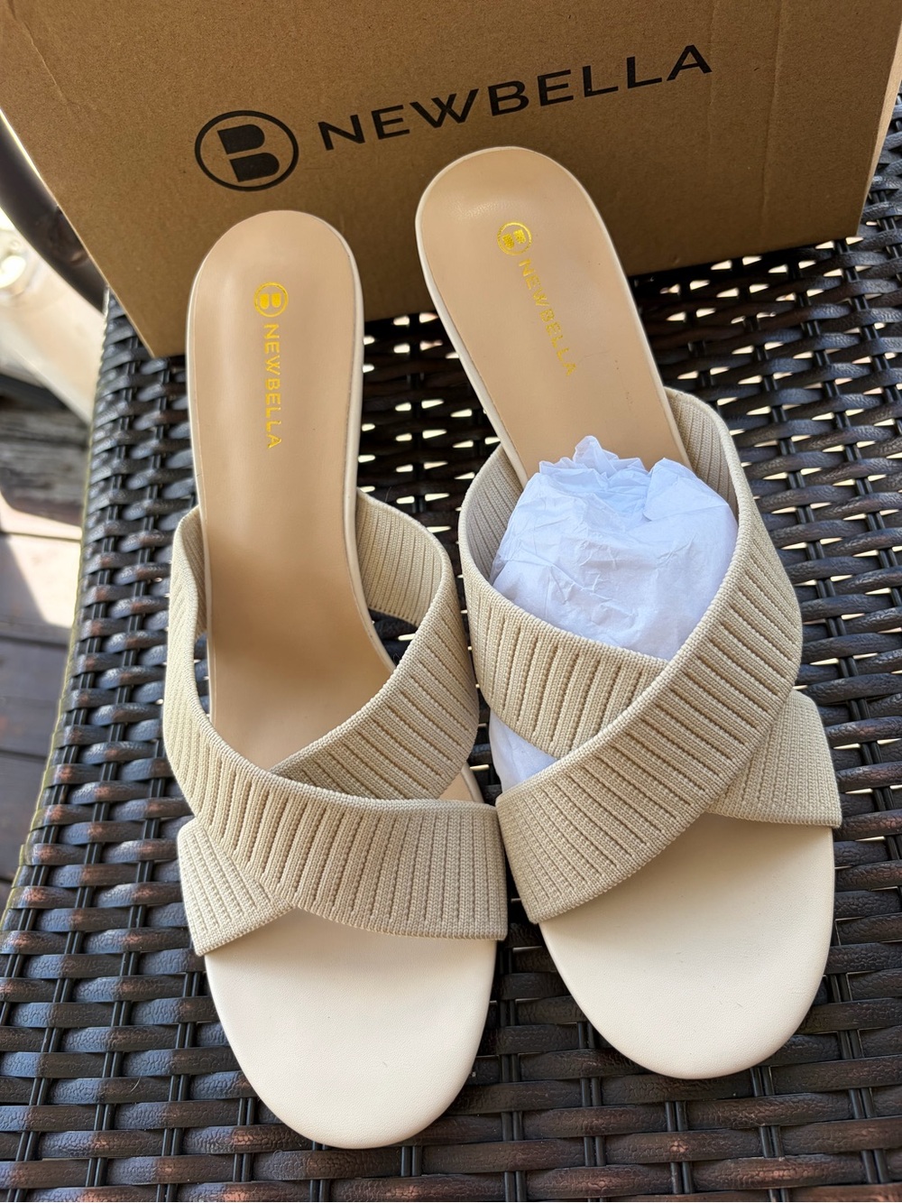 Women's Beige Crisscross Slide Low Heel